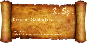 Kremer Szabolcs névjegykártya