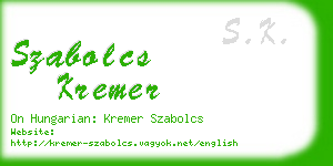szabolcs kremer business card